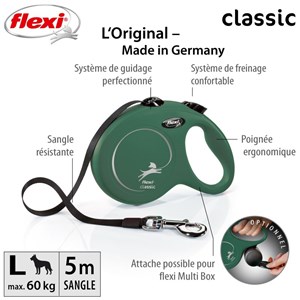 Laisse new classic l tape 5 m olive green flexi cl30t5-251-o-20