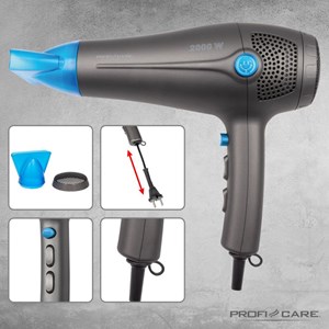 Sèche-cheveux professionnel 2000w proficare pc-ht3020-anthracite