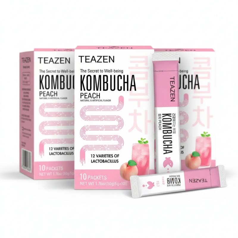 Pack mensuel kombucha pêche : 3 boites teazen tz-pkopehx3