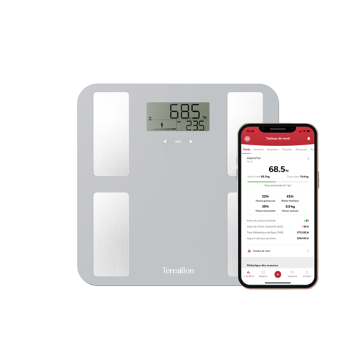 Terraillon - Balance connecté bluetooth smart connect gris