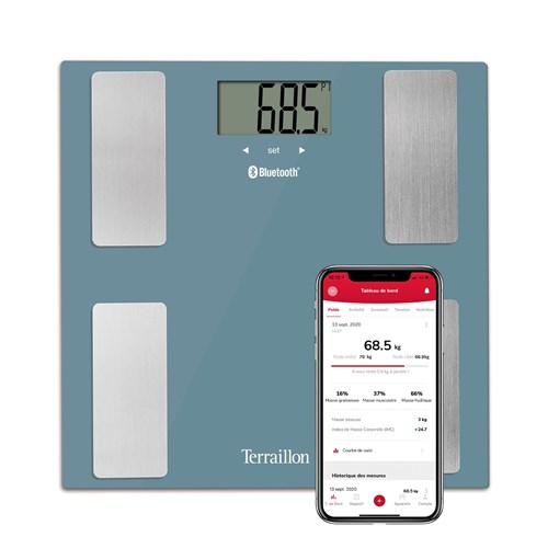 Terraillon - Balance connecté bluetooth smart connect bleu pétrole