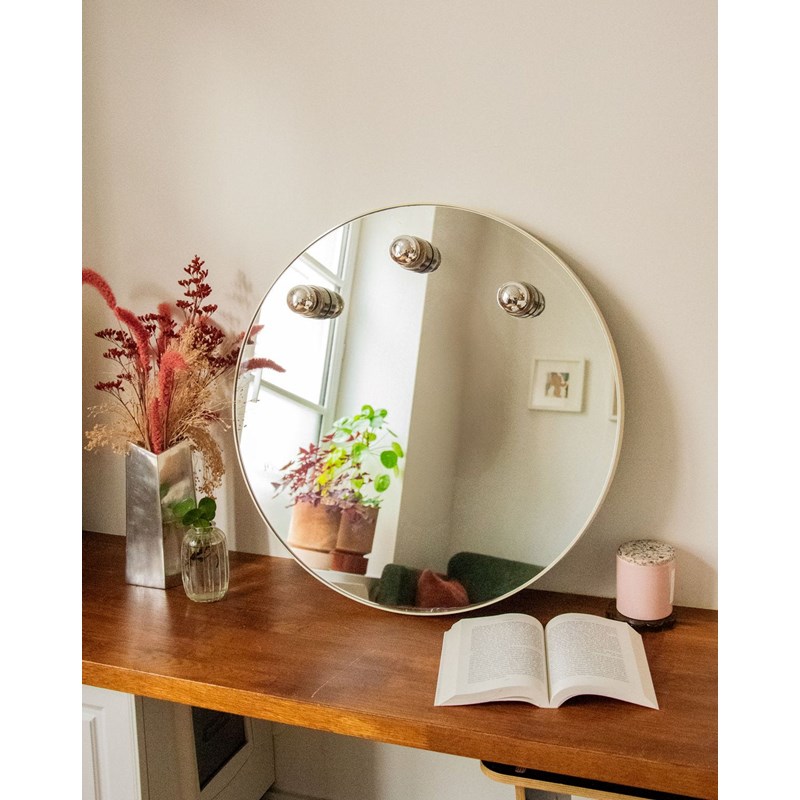 Miroir ivoire rond éclairé n°962