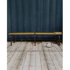 Banc d'école vintage jaune et noir n°344