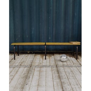 Banc d'école vintage jaune et noir n°344