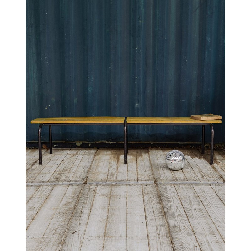 Banc d'école vintage jaune et noir n°344