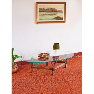 Table basse brutaliste en cuir n°483