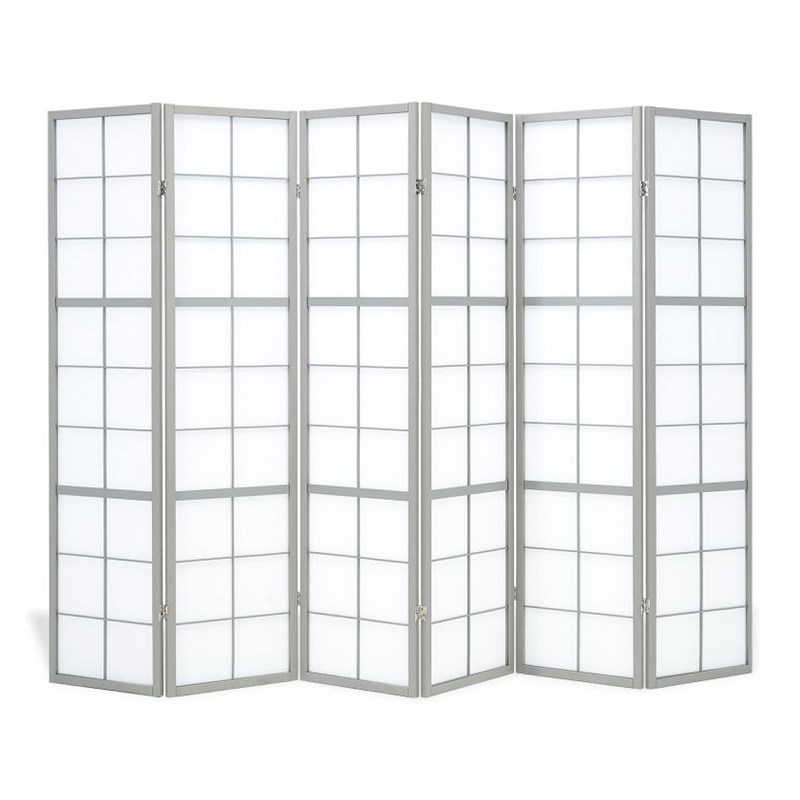 Paravent gris shoji 6 panneau