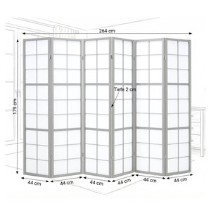Paravent gris shoji 6 panneau