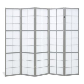 Paravent gris shoji 5 panneaux