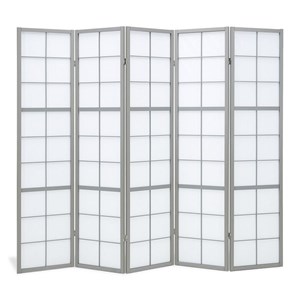 Paravent gris shoji 5 panneaux