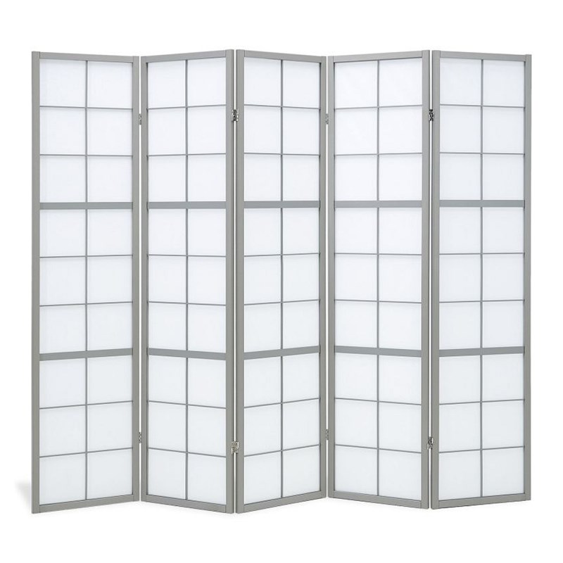Paravent gris shoji 5 panneaux