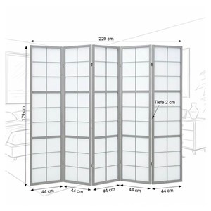 Paravent gris shoji 5 panneaux