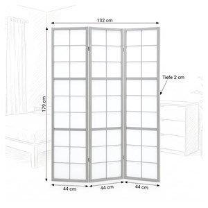 Paravent gris shoji 3 panneaux