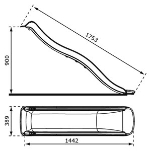 Toboggan sky175 raccord eau bleu 175 cm
