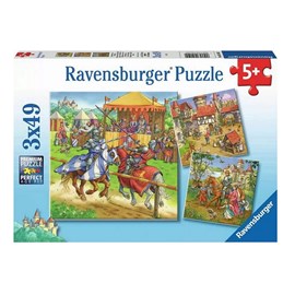 Puzzle 3x49 pcs chevaliers du moyen age