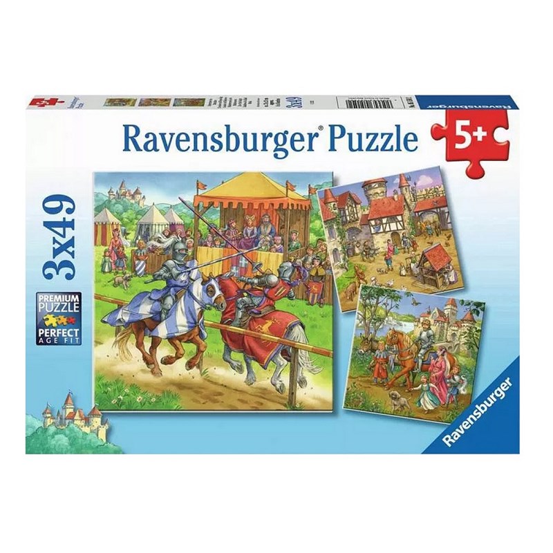 Puzzle 3x49 pcs chevaliers du moyen age