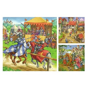 Puzzle 3x49 pcs chevaliers du moyen age