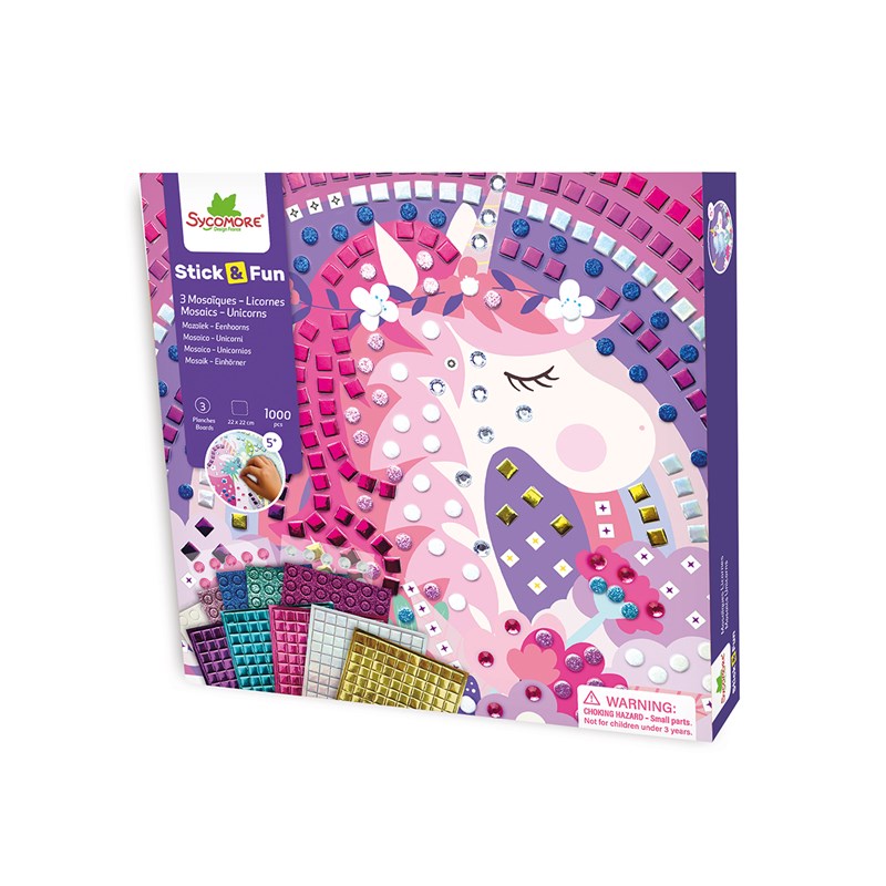 Stick'n fun - pm 3 mosaïques -licornes