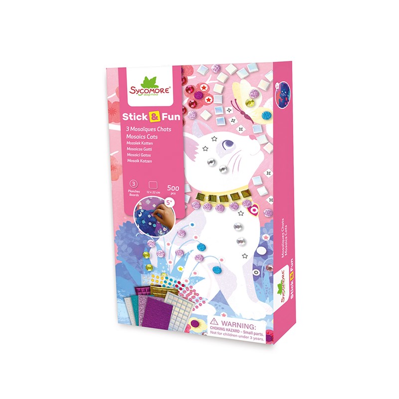 Au Sycomore - Stick'n fun - 3 mini mosaïques - chats