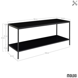 Chic- meuble tv noir et métal 100x45 cm