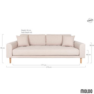 Fred- canapé 3 places en tissu beige