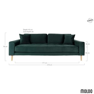 Fred- canapé 3 places en velours vert sapin