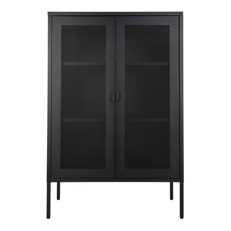 Stak-rangement 2 portes grillagées en acier noir 80x120 cm