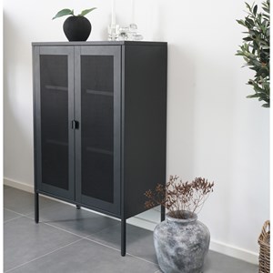 Stak-rangement 2 portes grillagées en acier noir 80x120 cm