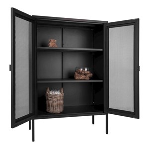 Stak-rangement 2 portes grillagées en acier noir 80x120 cm