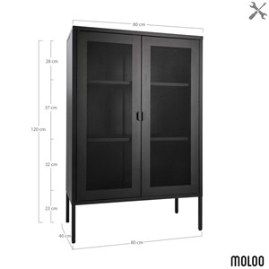 Stak-rangement 2 portes grillagées en acier noir 80x120 cm