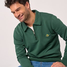 Sweat à col zippé vert