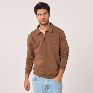 Sweat à col zippé marron S
