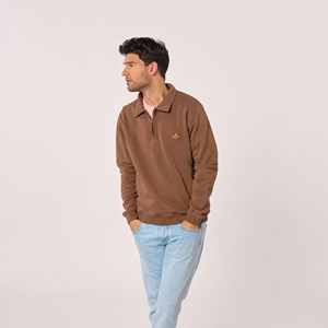 Sweat à col zippé marron XXL