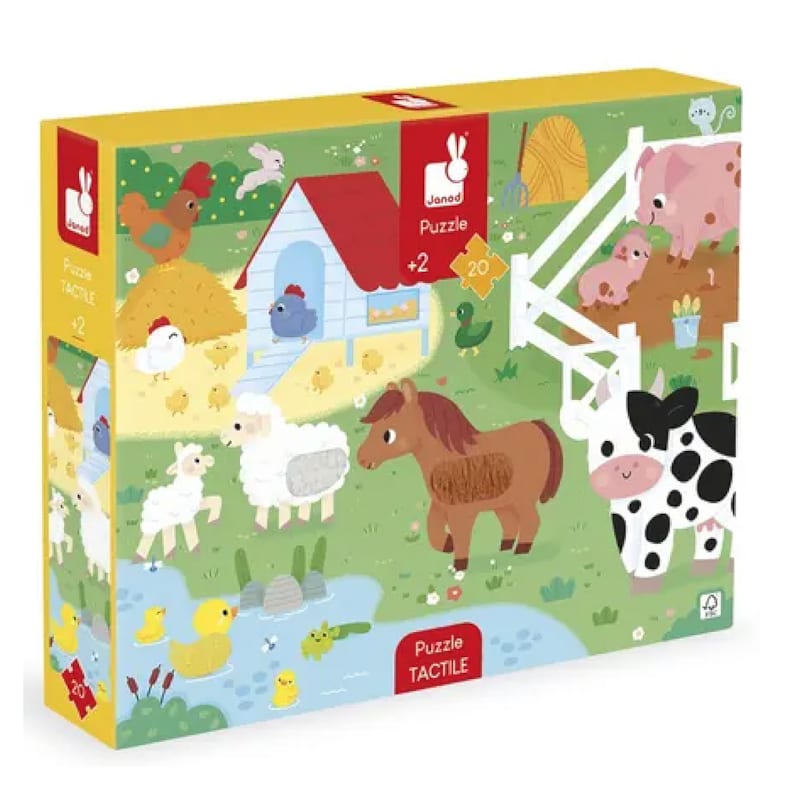 Puzzle tactile 20 pieces - ferme