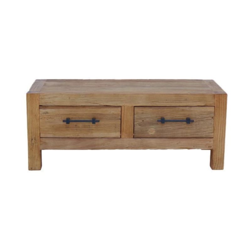 Meuble tv 2 tiroirs abattant bois marron