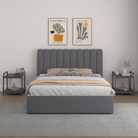Savannah lit avec coffre de rangement 140x190cm velours gris foncé