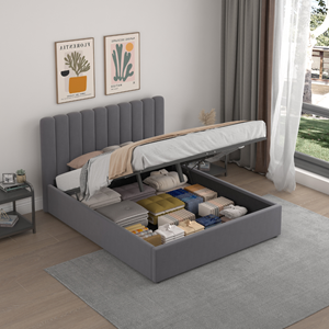 Savannah lit avec coffre de rangement 140x190cm velours gris foncé