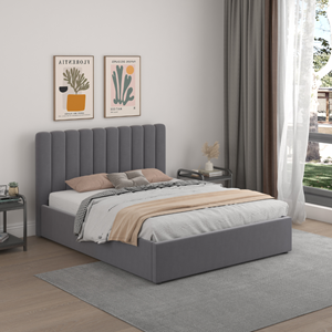 Savannah lit avec coffre de rangement 140x190cm velours gris foncé
