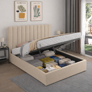 Savannah lit avec coffre de rangement 160x200cm velours beige
