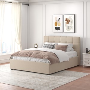 Santa lit avec coffre de rangement 160x200cm velour beige