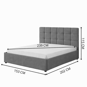 Santa lit avec coffre de rangement 140x190cm velours gris foncé