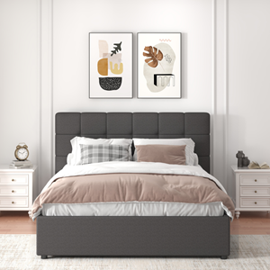Santa lit avec coffre de rangement 140x190cm velours gris foncé
