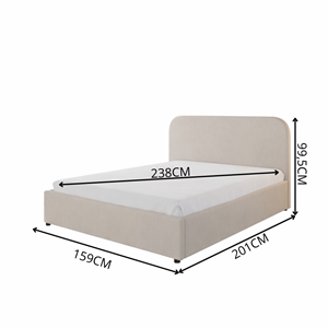 Houston lit avec coffre de rangement 140x190cm velours beige