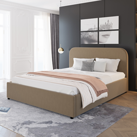 Houston lit avec coffre de rangement 140x190cm velours taupe
