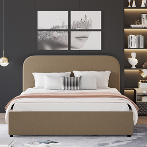 Houston lit avec coffre de rangement 140x190cm velours taupe