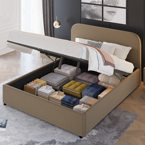 Houston lit avec coffre de rangement 140x190cm velours taupe