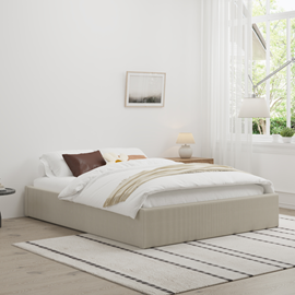 Austin lit avec coffre de rangement 140x190cm velours côtelé beige
