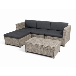 Balleny salon de jardin 4 places en résine tressée gris et noir