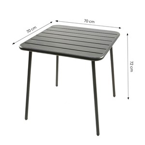 Bergame table carrée 4 places 70x70cm gris foncé