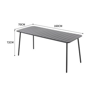 Bergame table de jardin 6 places 160cm gris foncé
